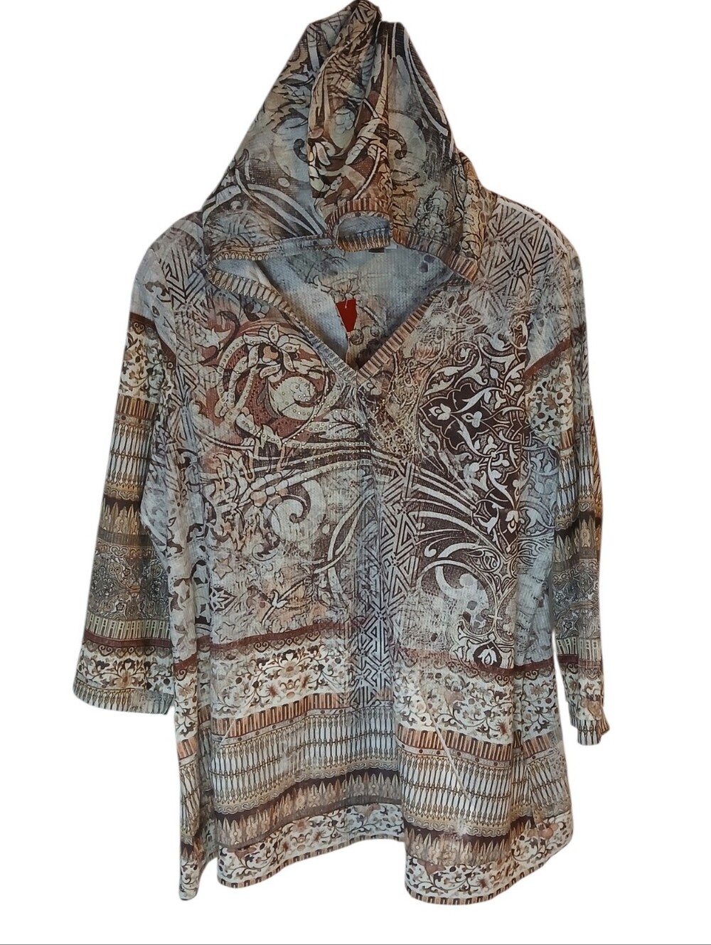 Avenue V-Neck Top With Hood Size 14/16 NWT